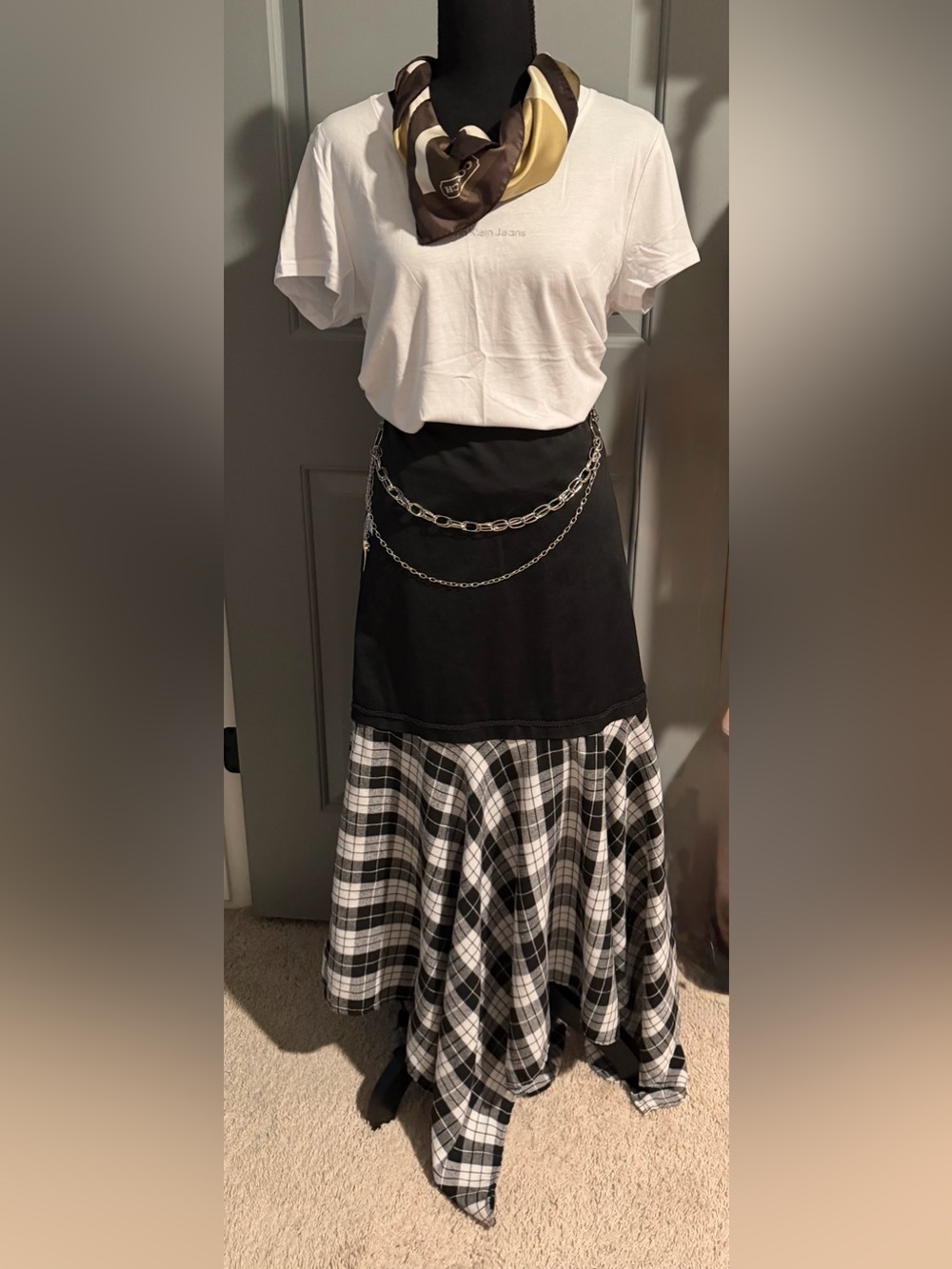 Upcycled Hand Sewn Old Navy Plaid Asymmetrical Skirt Size 12
